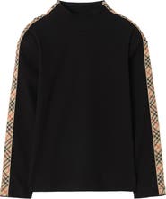 Burberry Long-sleeve Check Trim Cotton Top