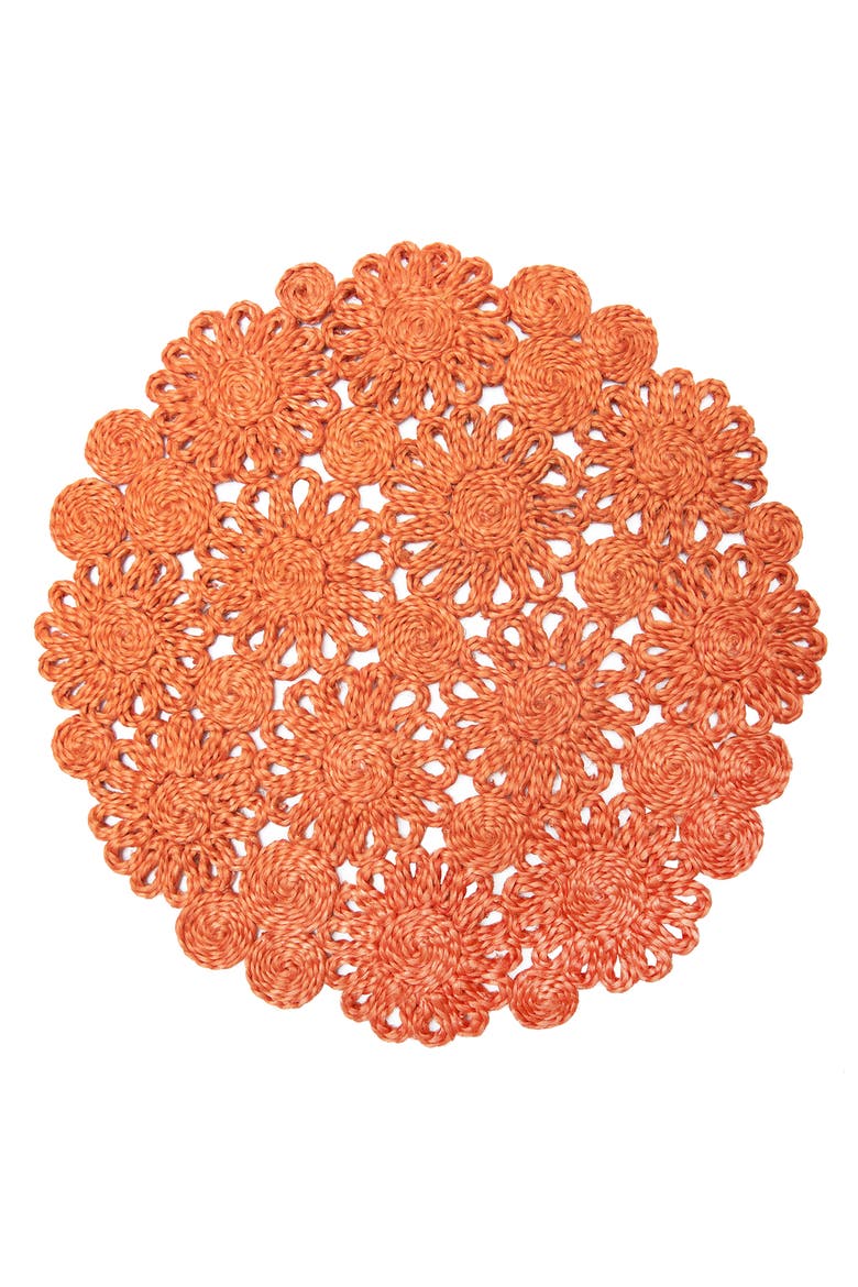 Daisy Jute Placemat  - Set of 4, Alternate, color, Clementine 15" Round