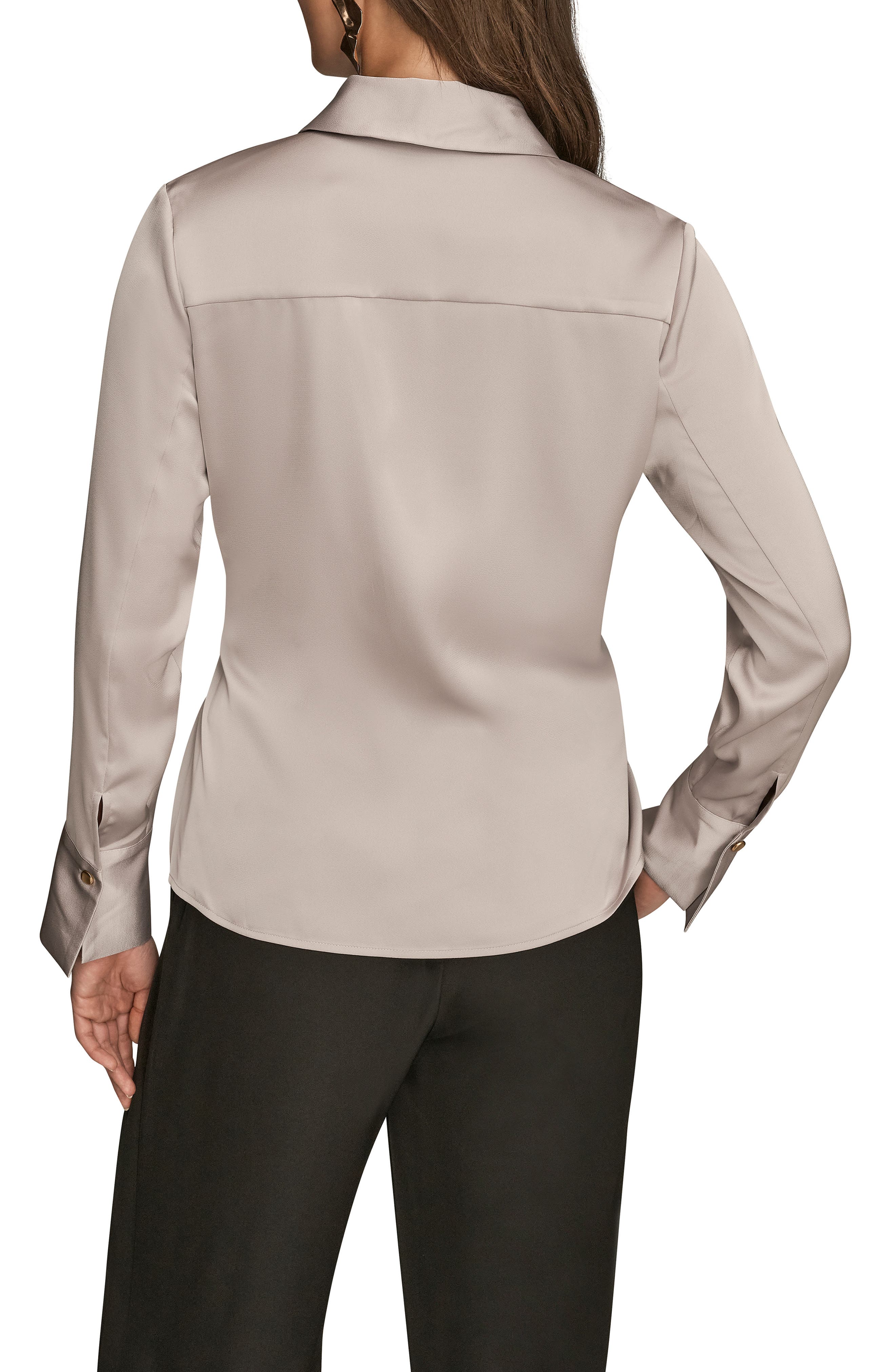 Pleated Wrap Front Silk Top - image 2