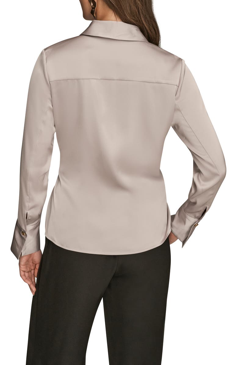 Donna Karan New York Pleated Wrap Front Silk Top, Alternate, color, Vapor