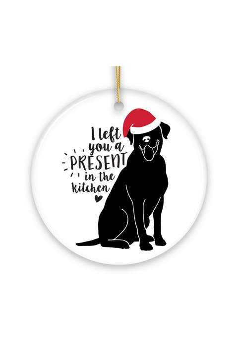 Present In The Kitchen Black Lab Santa Hat Ornament
