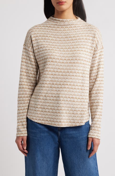 Jacquard Mock Neck Knit Top