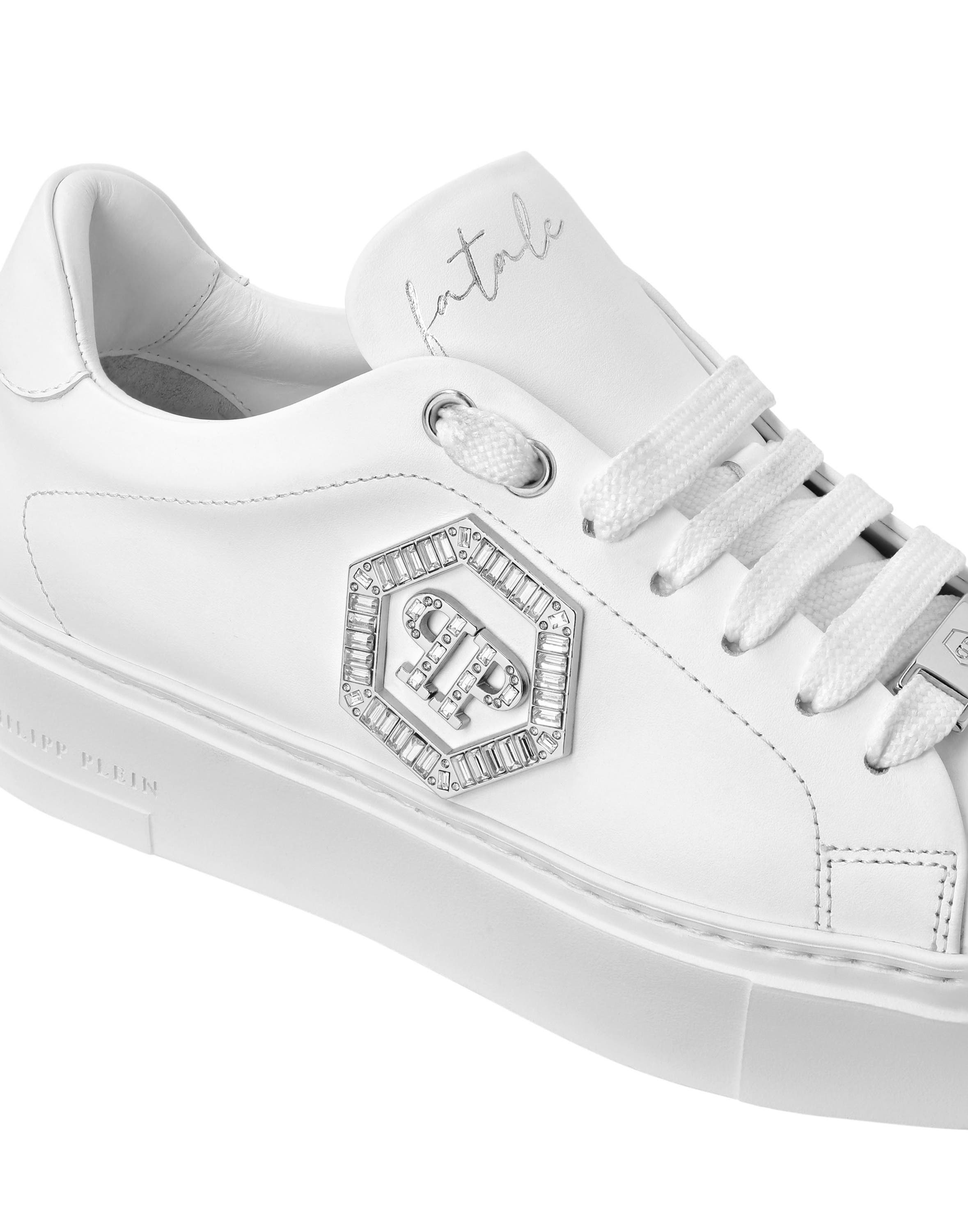 Nappa Leather Low Top Sneakers Crystal Fatale Women, Alternate, color, white