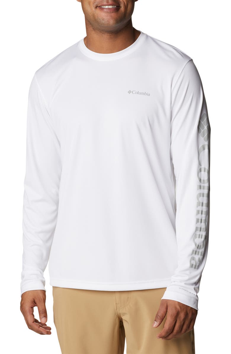 Columbia Rapid Creek Long Sleeve Graphic T-Shirt, Main, color, White/ Cool Grey