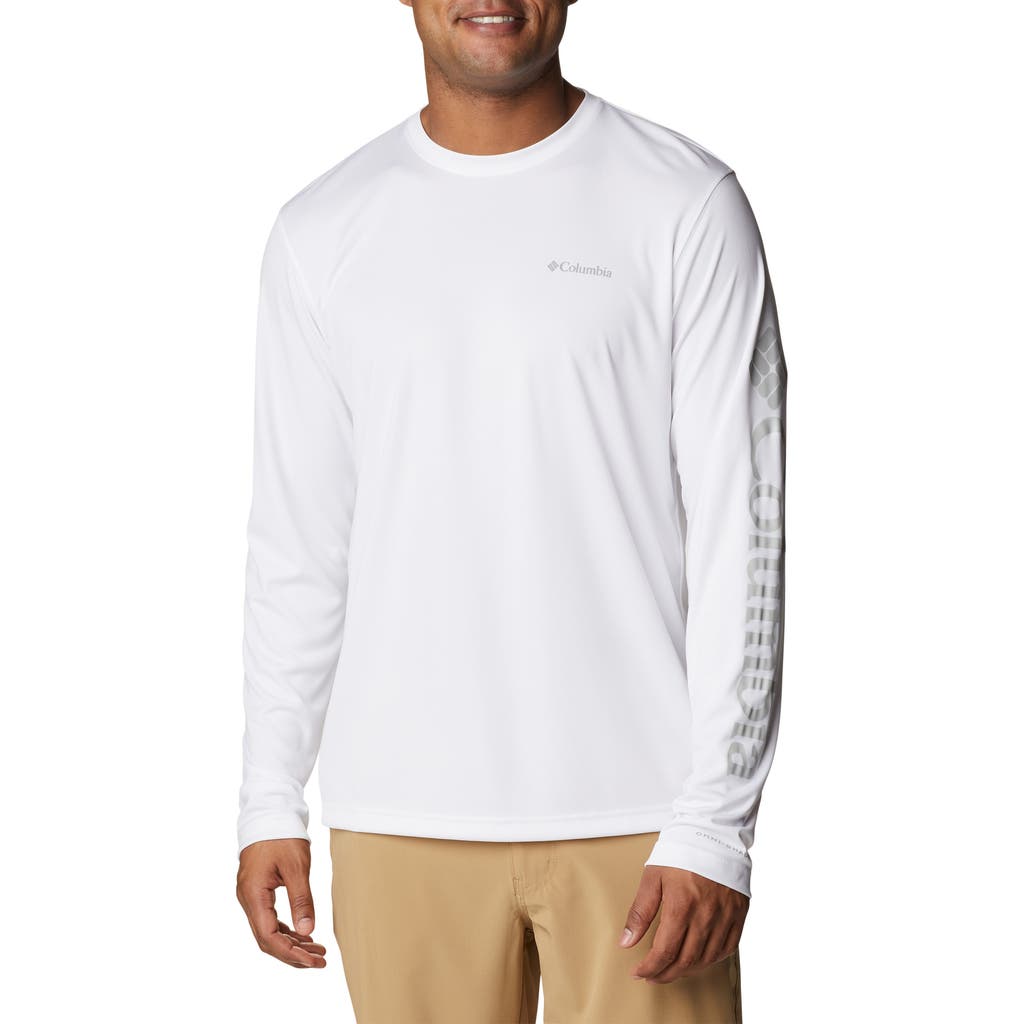 Shop Columbia Rapid Creek Long Sleeve Graphic T-shirt In White/cool Grey