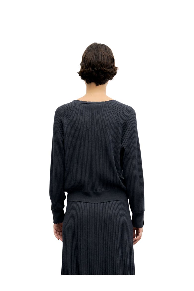 Rita Ribbed Openwork Knit Sweater, Alternate, color, Charcoal