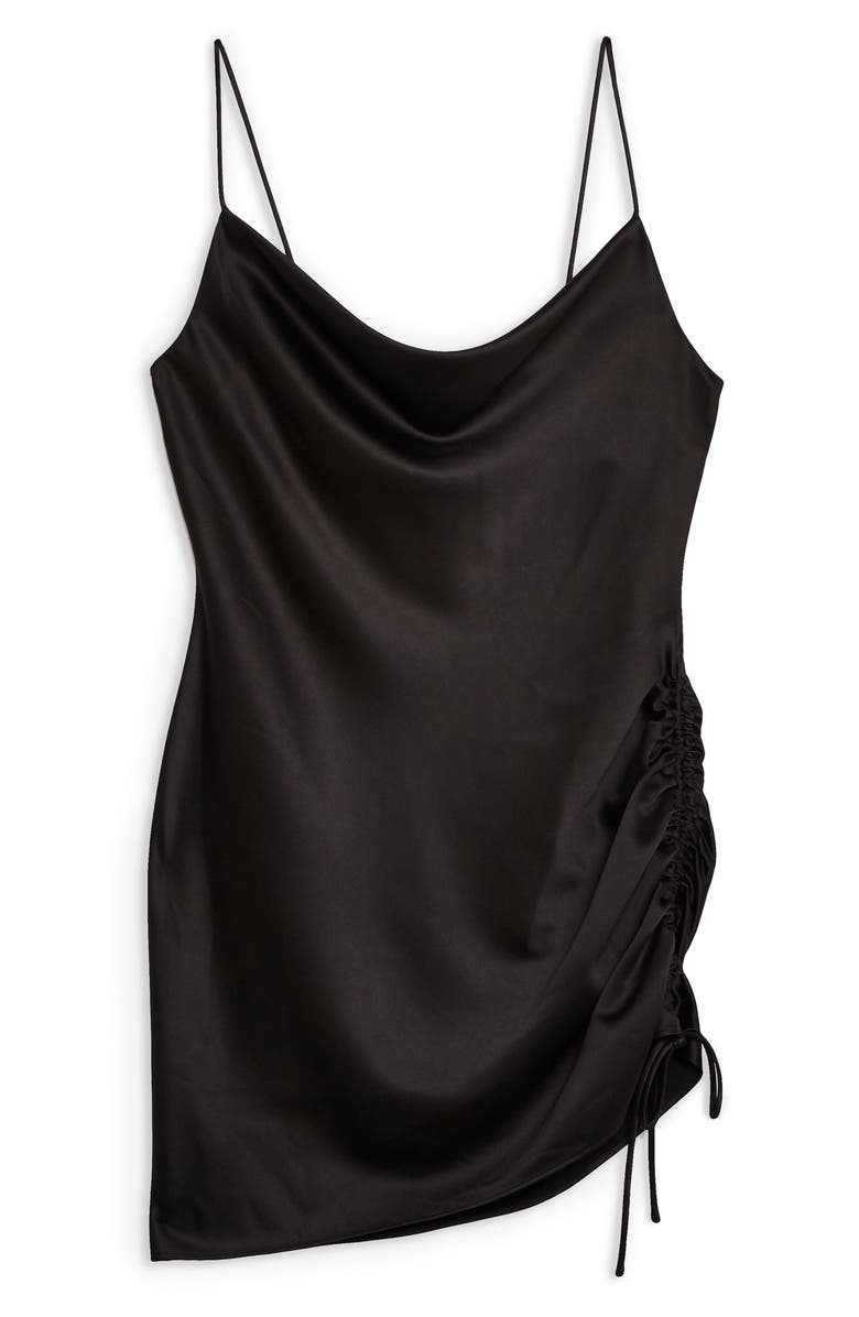Topshop Ruched Satin Mini Slip Dress, Alternate, color,