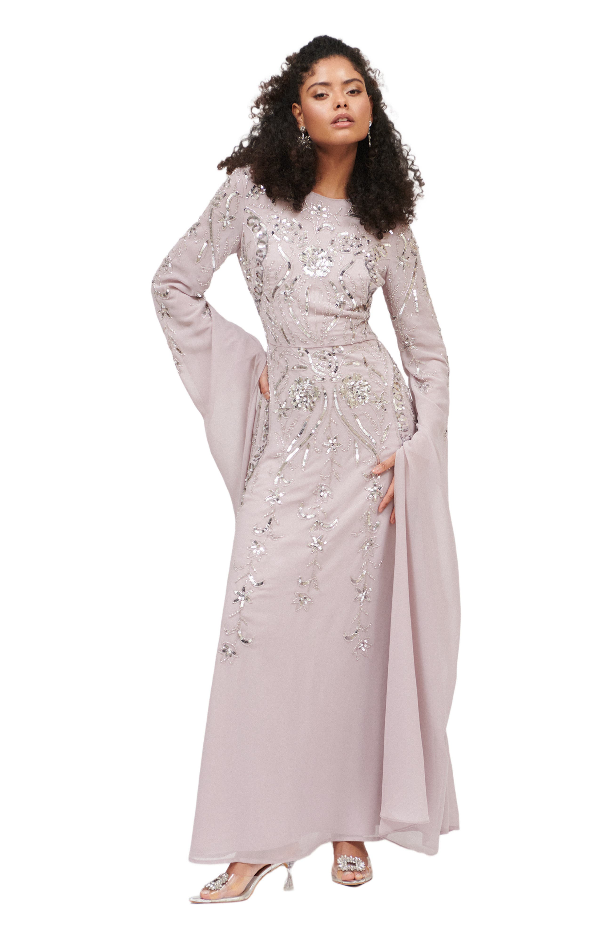 EMBELLISHED SEQUIN BEADED MAXI DRESS