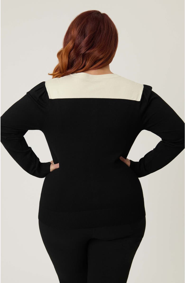 Smak Parlour Plus Size 1960s Long Sleeve Cardigan, Alternate, color, Black