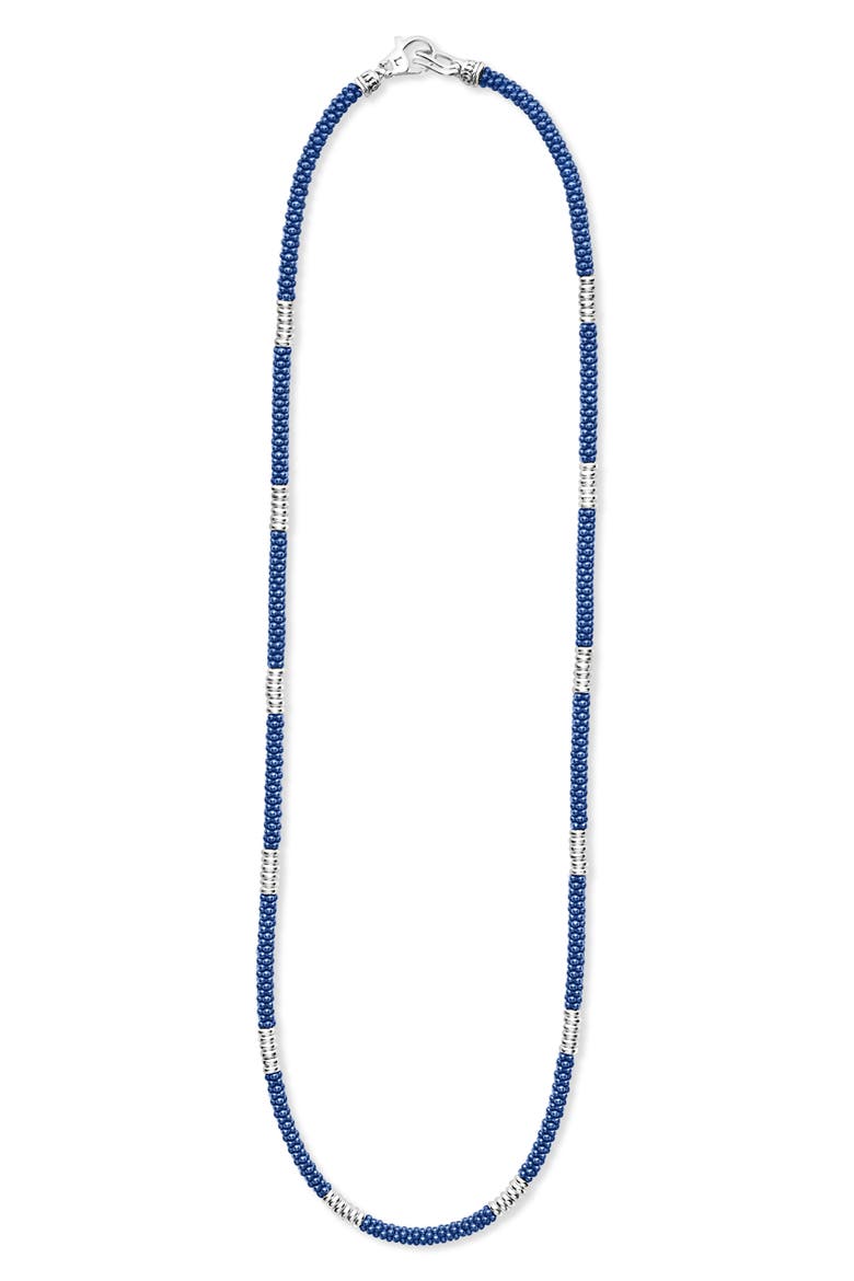 Blue Caviar Ceramic Beaded Necklace, Main, color, BLUE