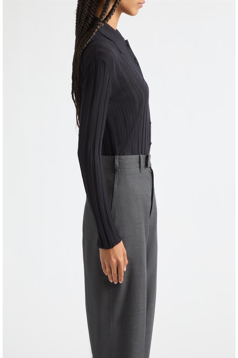 Rib Extrafine Merino Wool Cardigan, Alternate, color, NAVY