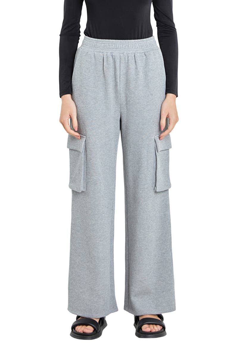 Stretch Cotton Knit Wide Leg Pants, Main, color, GREY