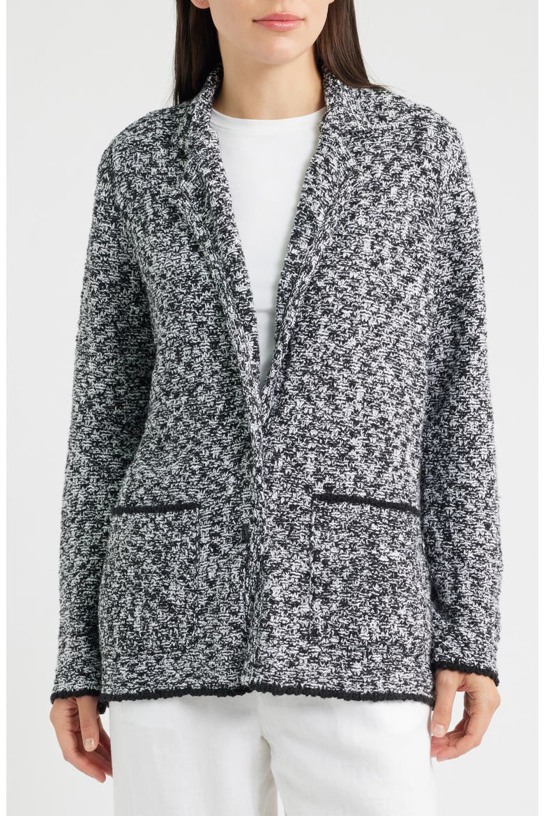 Notch Collar Cardigan, Alternate, color, BLACK/ WHITE