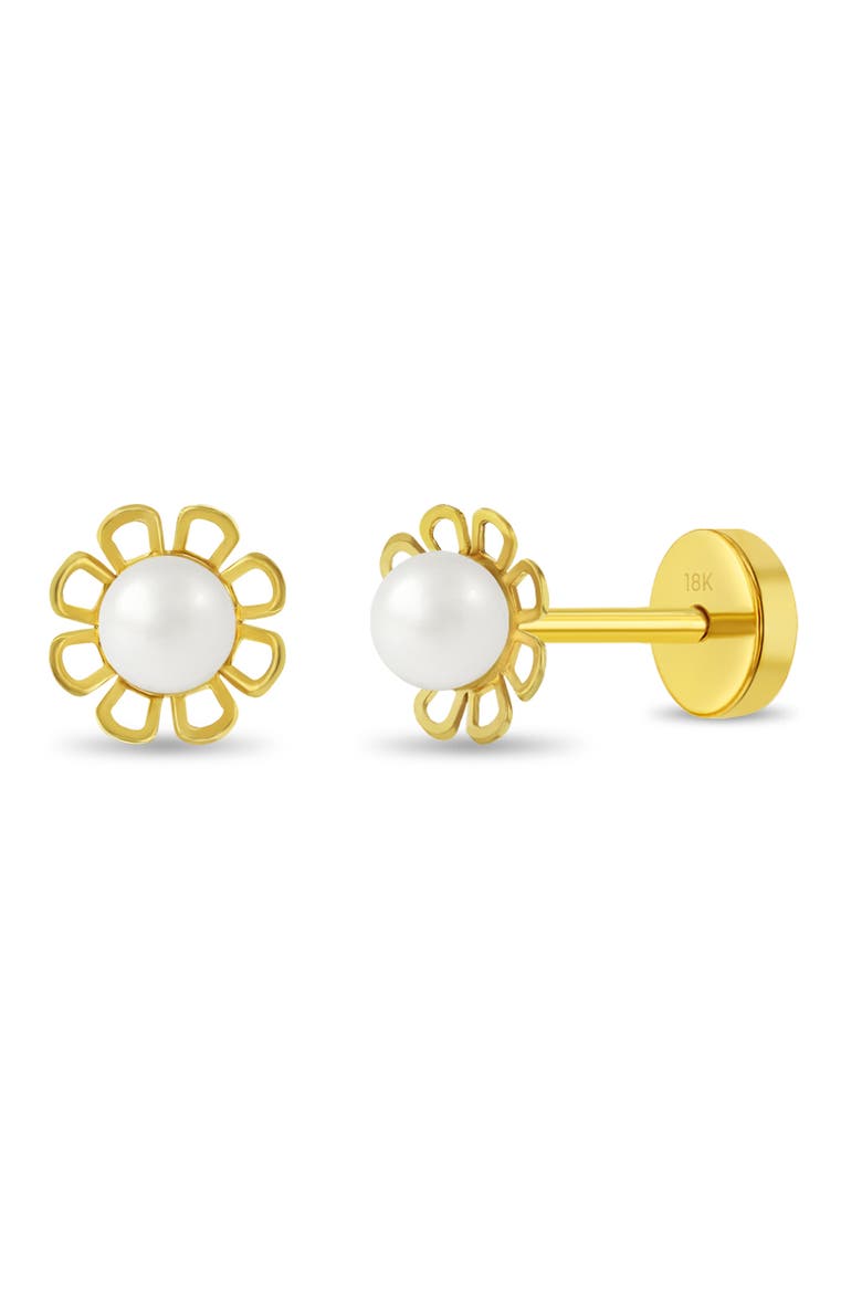 18k Freshwater Pearl Flower Girl Earrings, Main, color, White