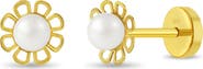 In Season Jewelry 18k Freshwater Pearl Flower Girl Earrings