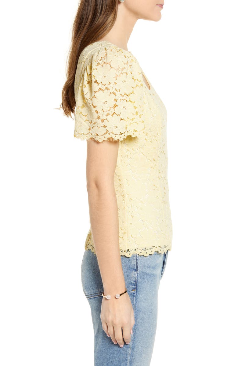 Rachel Parcell Lace Flutter Sleeve Top, Alternate, color, 