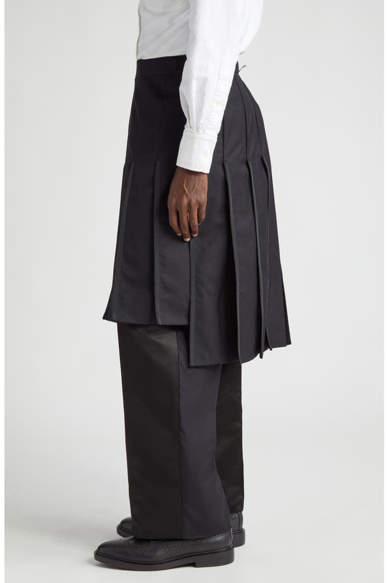 Collage Pleated Wool Trouser Skirt, Alternate, color, BLACK