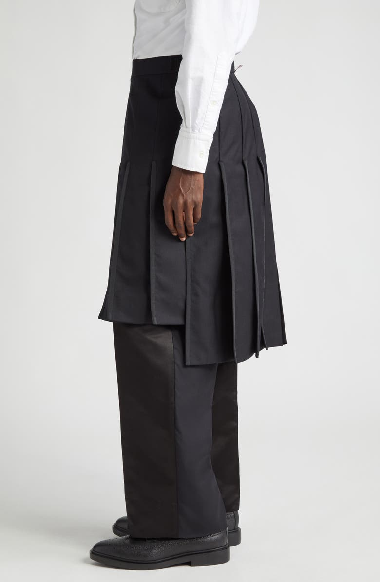 Thom Browne Collage Pleated Wool Trouser Skirt, Alternate, color,