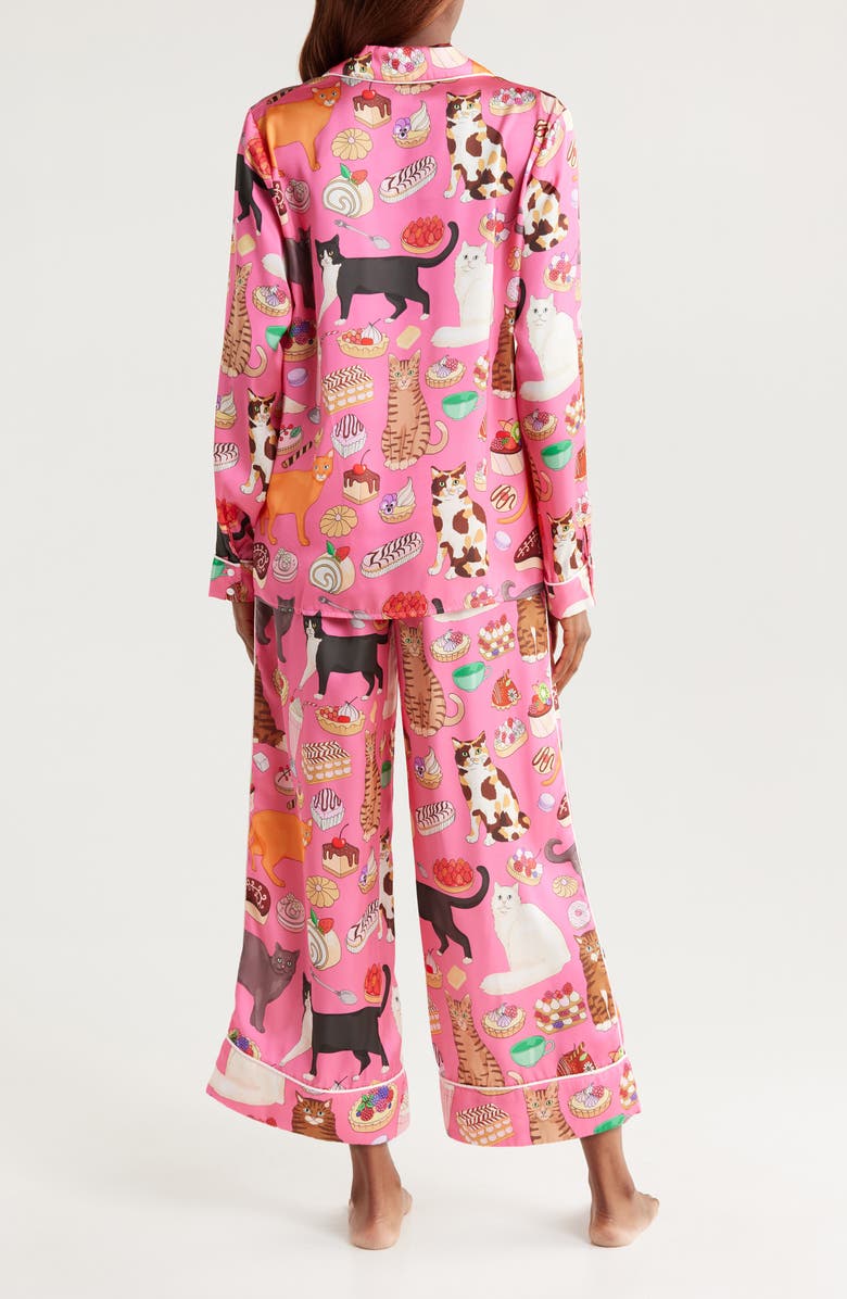 Karen Mabon Cat Café Satin Pajamas, Alternate, color, 