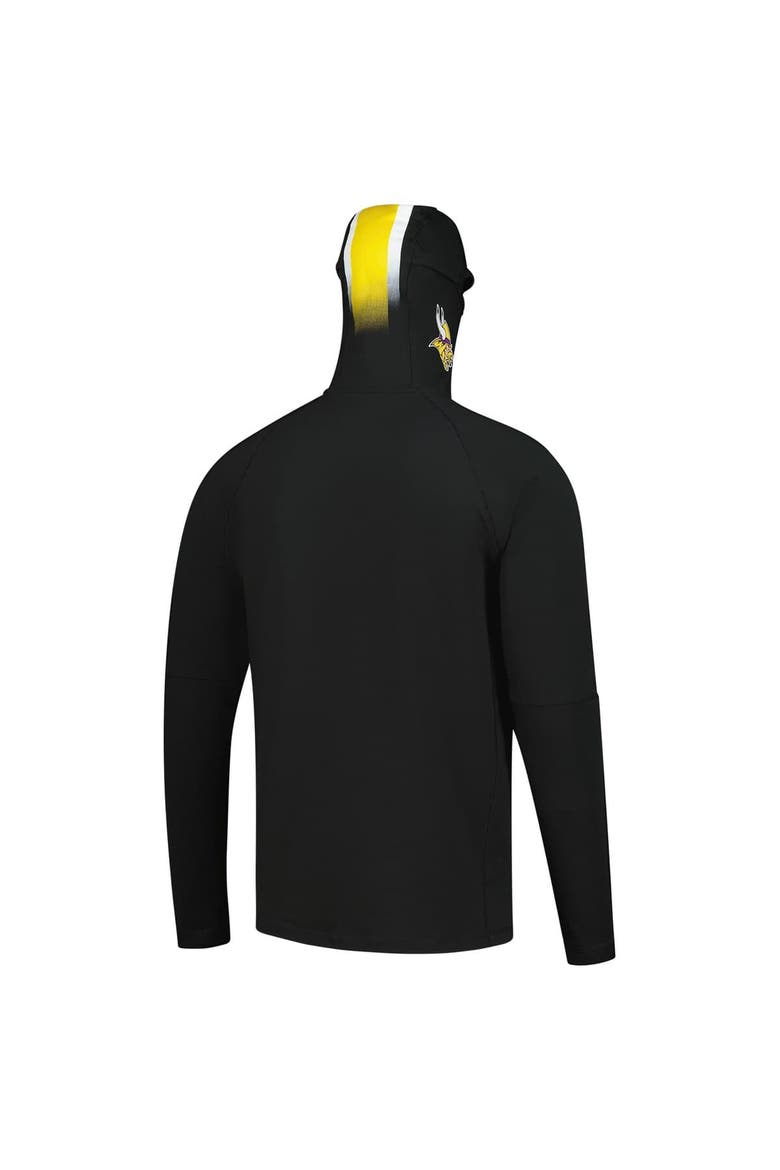 Men's New Era Black Minnesota Vikings Functional Fandom Balaclava Helmet Stripe Tri-Blend Hoodie, Alternate, color, Black