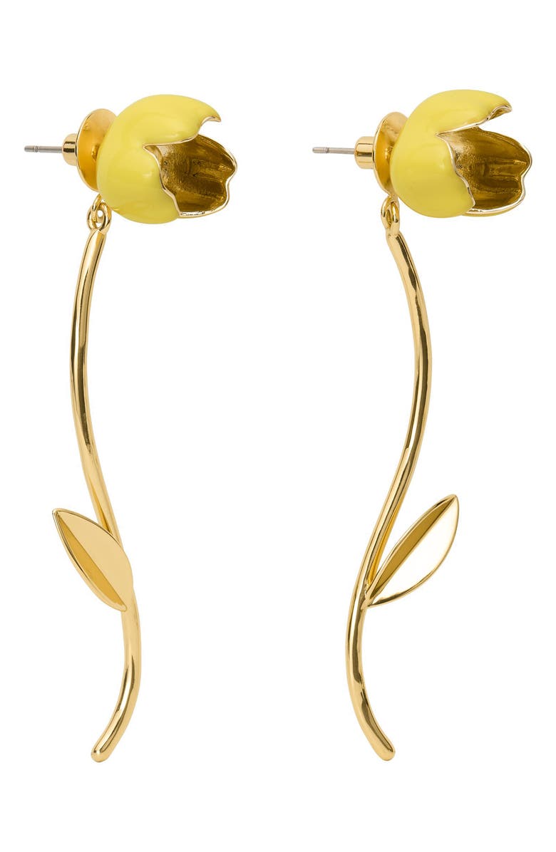 Kate Spade New York floral statement drop earrings, Main, color, Yellow.