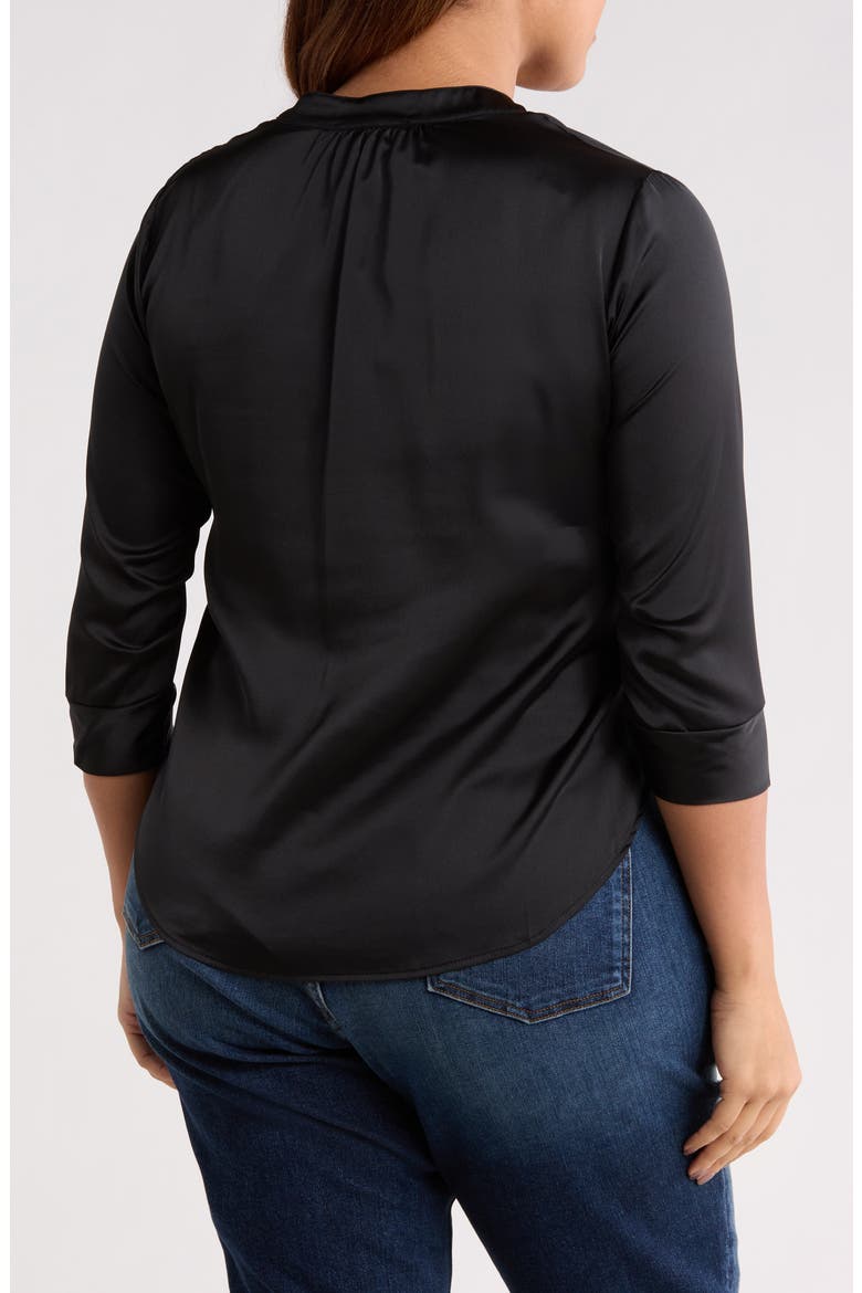 V-Neck Satin Top, Alternate, color, BLACK