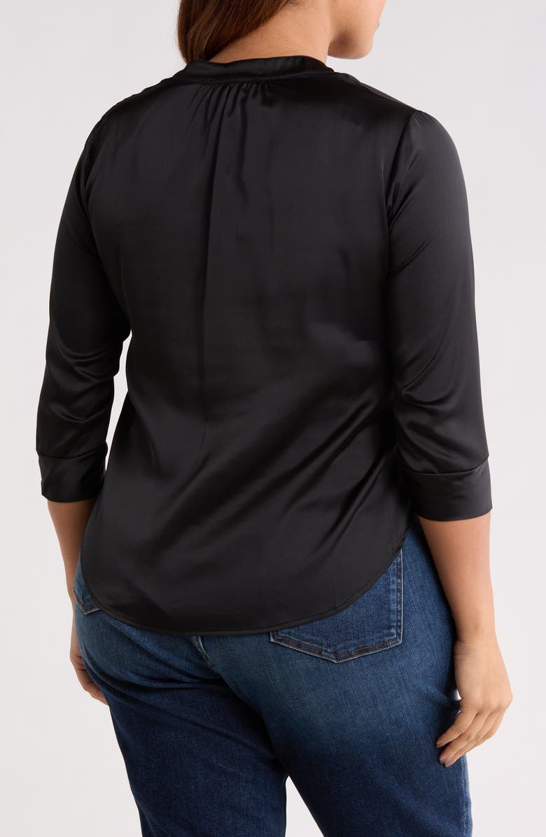 Renee C V-Neck Satin Top, Alternate, color, Black