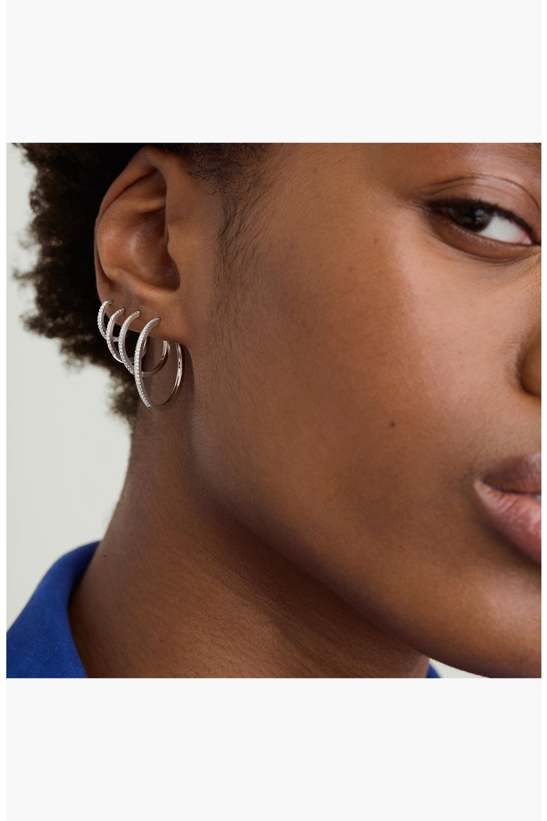Pave Diamond Huggie Hoops, Alternate, color, White Gold / Diamond