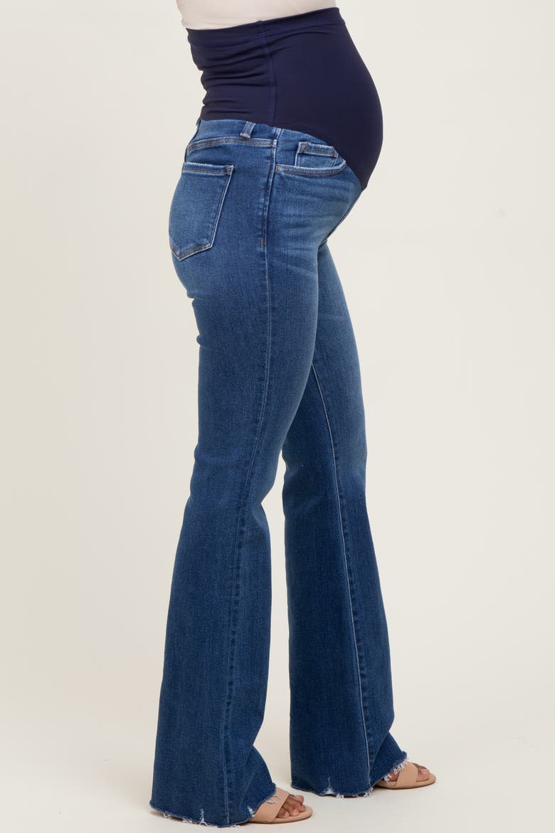 High Rise Raw Hem Bootcut Maternity Jeans, Alternate, color, Navy Blue