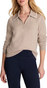 NIC+ZOE Trimmed Polo Sweater