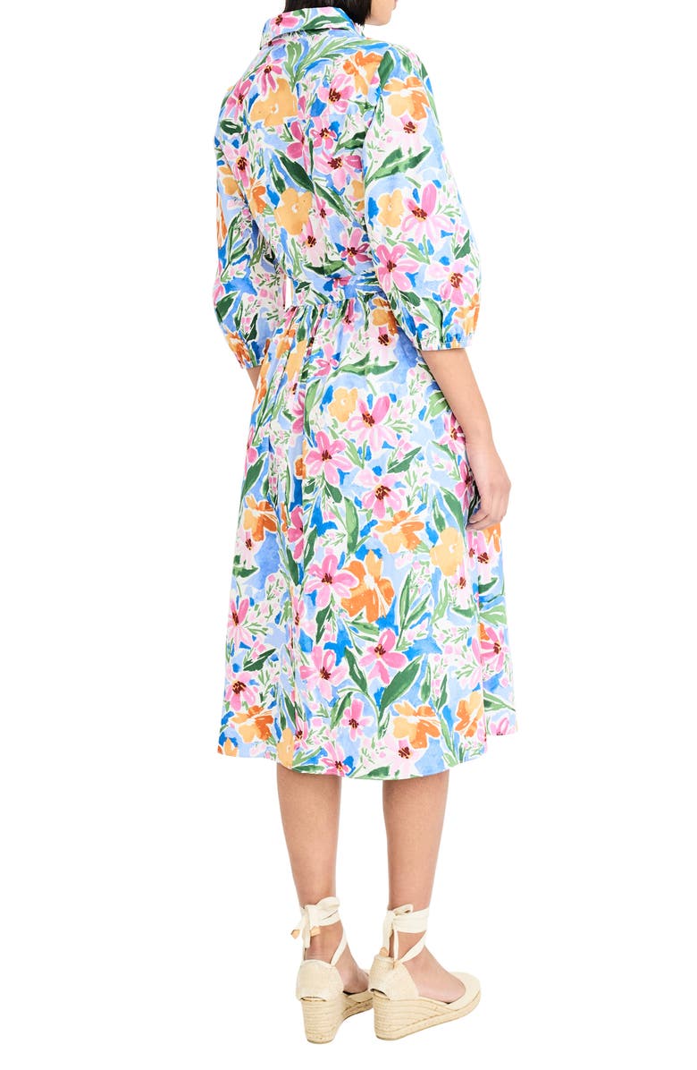 Maggy London Floral Print Tie Waist Shirtdress, Alternate, color, Soft White/ Pink