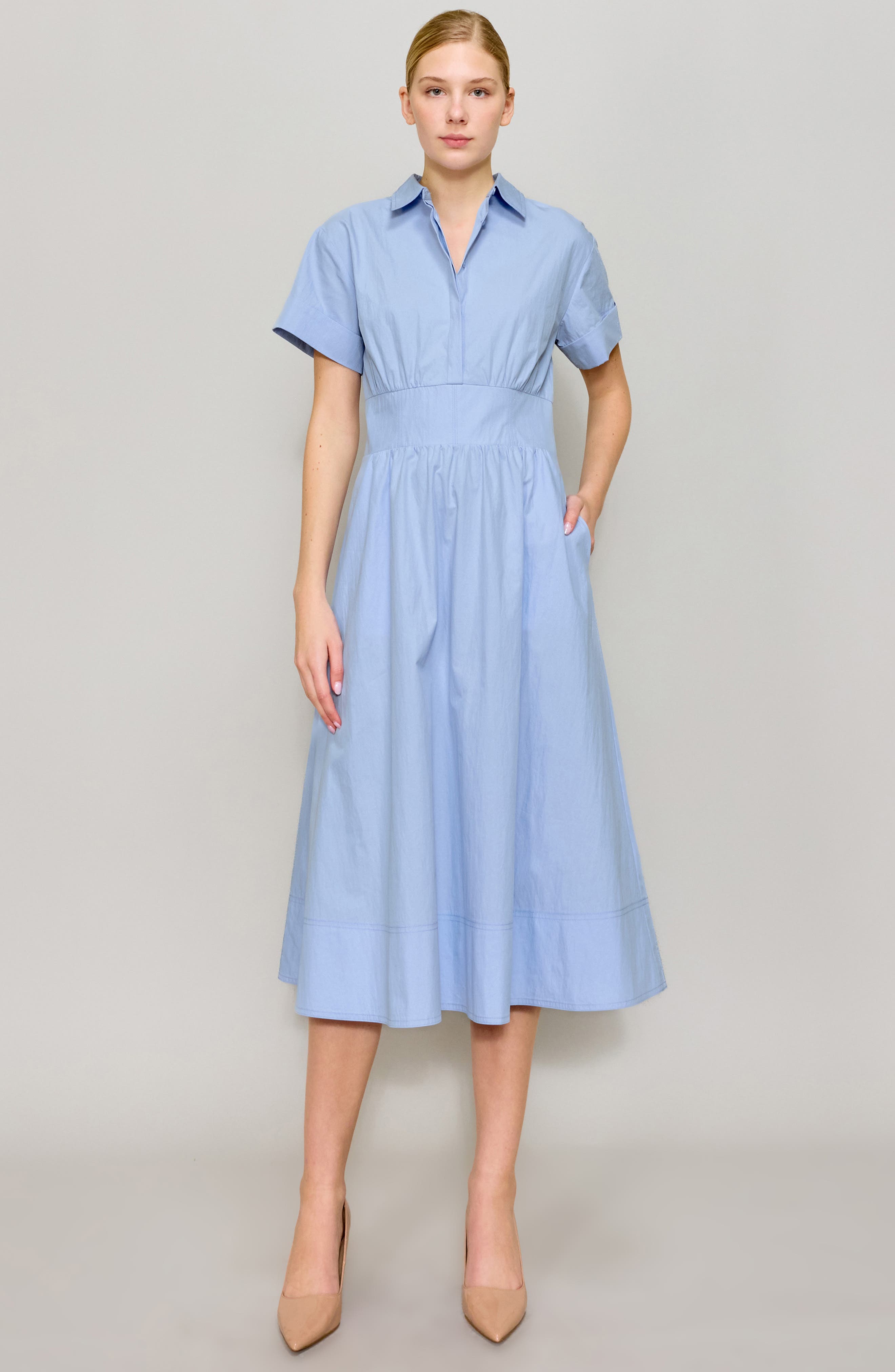 short sleeve poplin shirt dress Women's Poplin Short Sleeve Ruffle Shirt Dress in Classic White, Size Medium, Organic Cotton by Quince