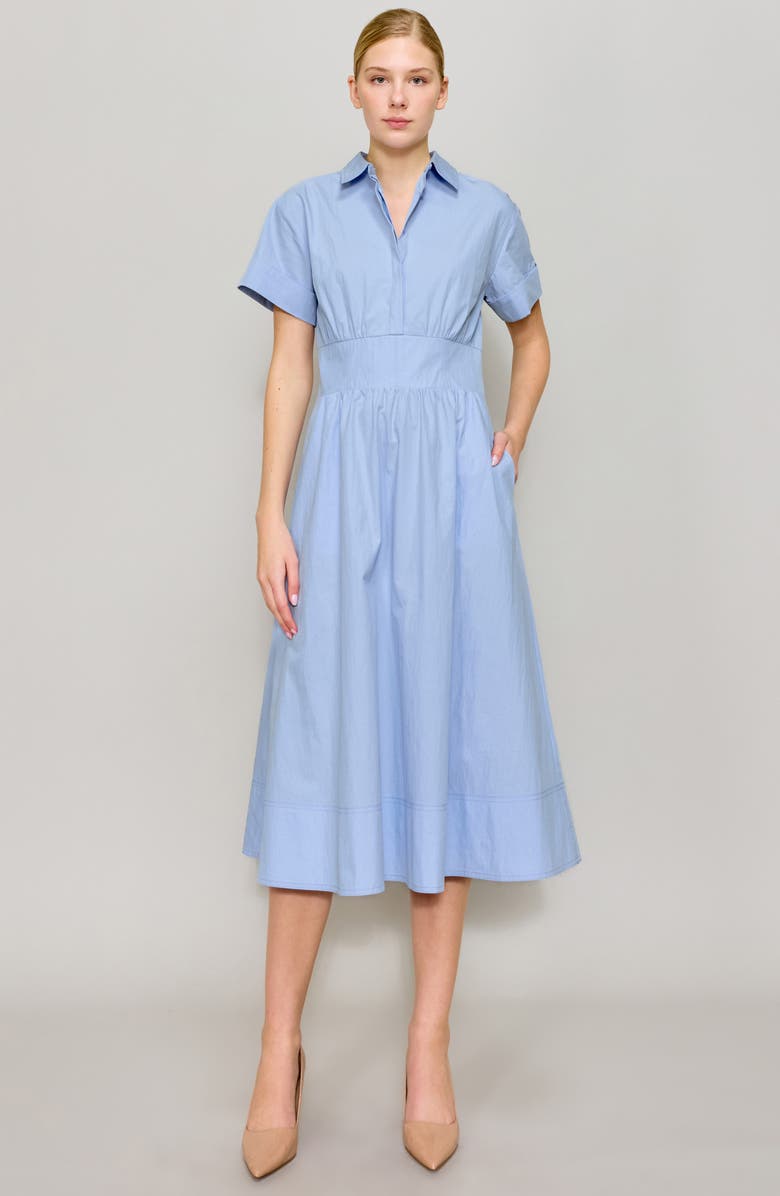 MELLODAY Short Sleeve Poplin Midi Dress, Alternate, color, 