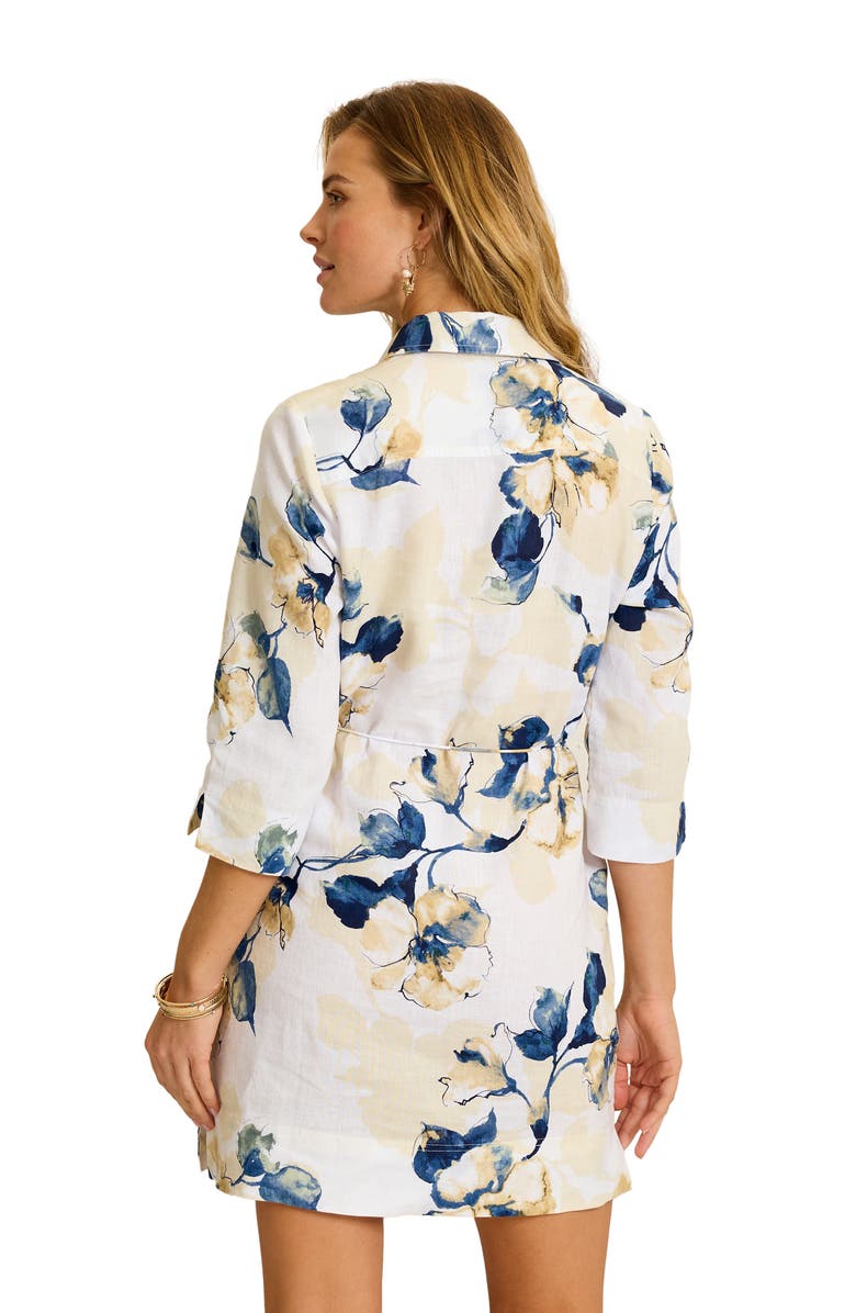 Tommy Bahama Beleza Blossom Linen Shift Dress, Alternate, color, White