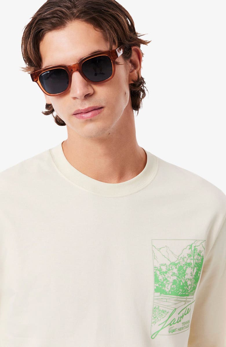 Lacoste Classic Fit Long Sleeve Cotton Graphic T-Shirt, Alternate, color, Lapland