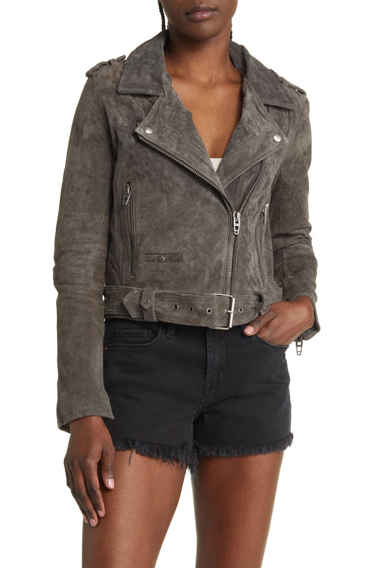 Suede Moto Jacket, Alternate, color, FRENCH GREY
