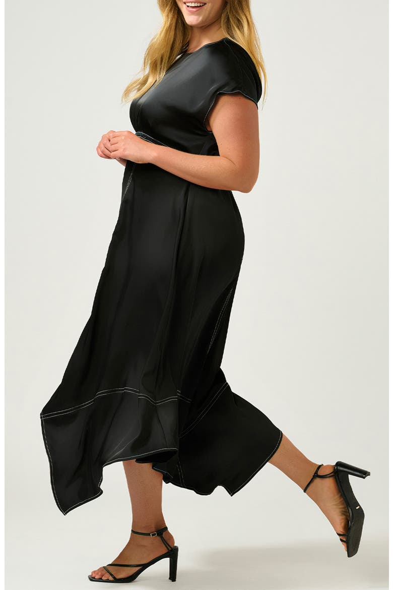 Josephine Handkerchief Hem Dress, Alternate, color, BLACK