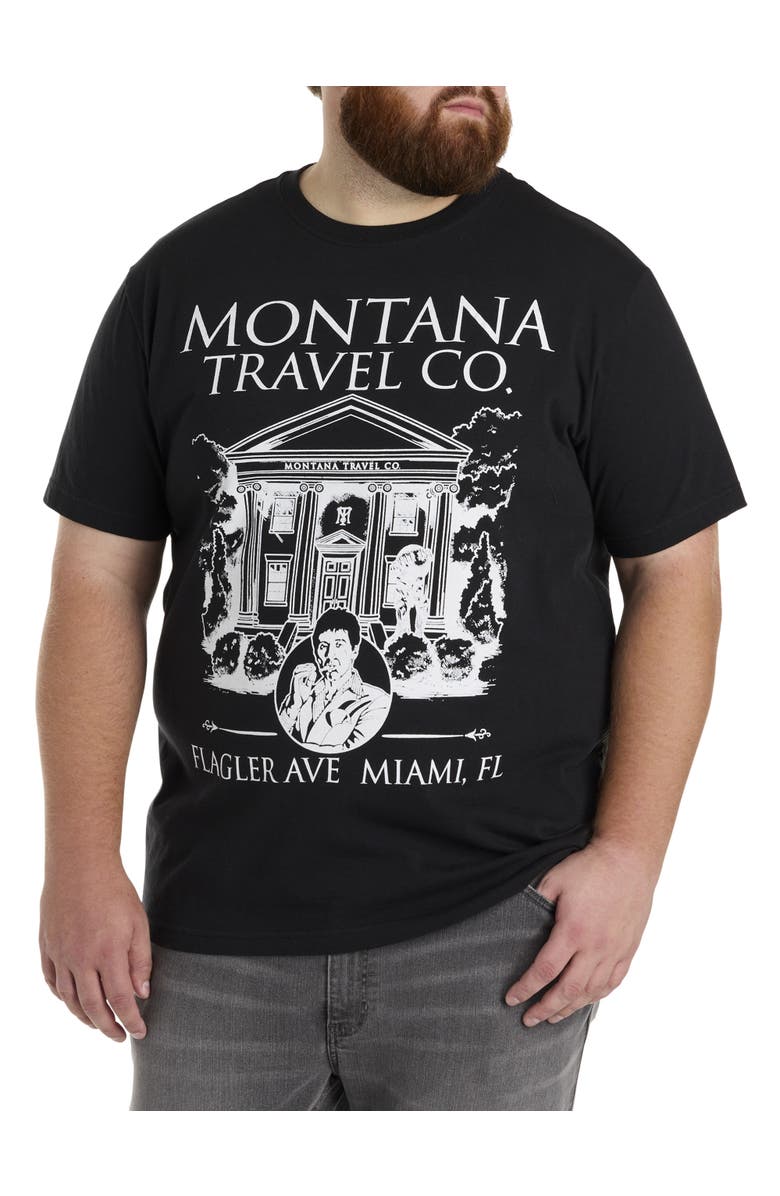 True Nation by DXL Big & Tall Scarface Travel Company Graphic Tee, Main, color, Black
