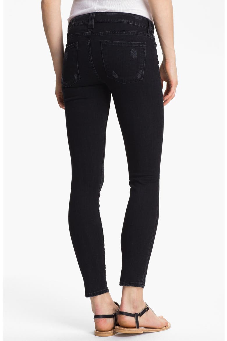 Destroyed Skinny Stretch Ankle Jeans, Alternate, color, DESTRUCTED BLACK