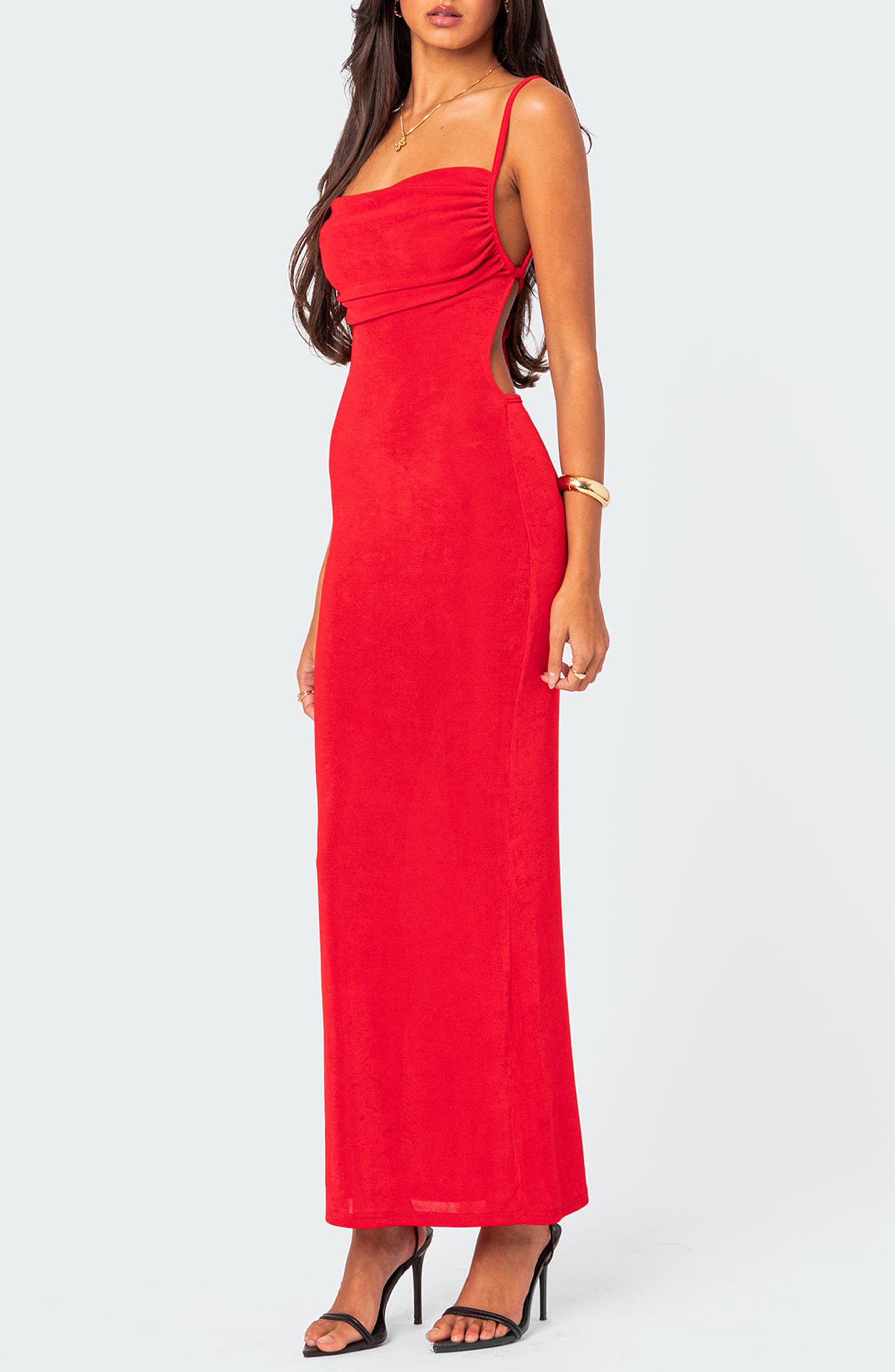 nordstrom open back dress Clea Open Back Maxi Dress Red / S