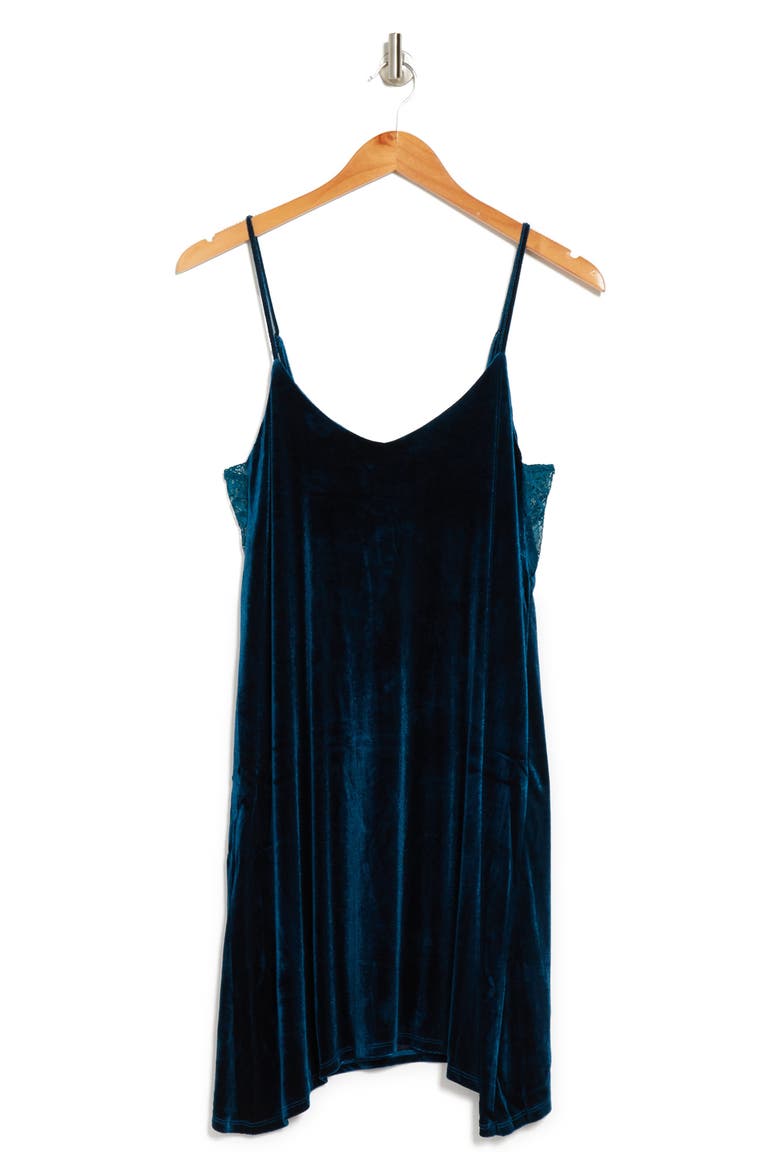 Velvet Sleeveless Shift Dress, Alternate, color, TEAL