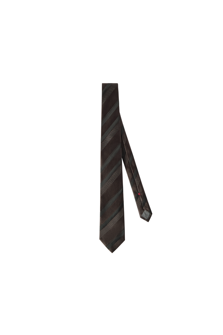 Regimental stripe silk tie, Alternate, color, Pine Cone Brown