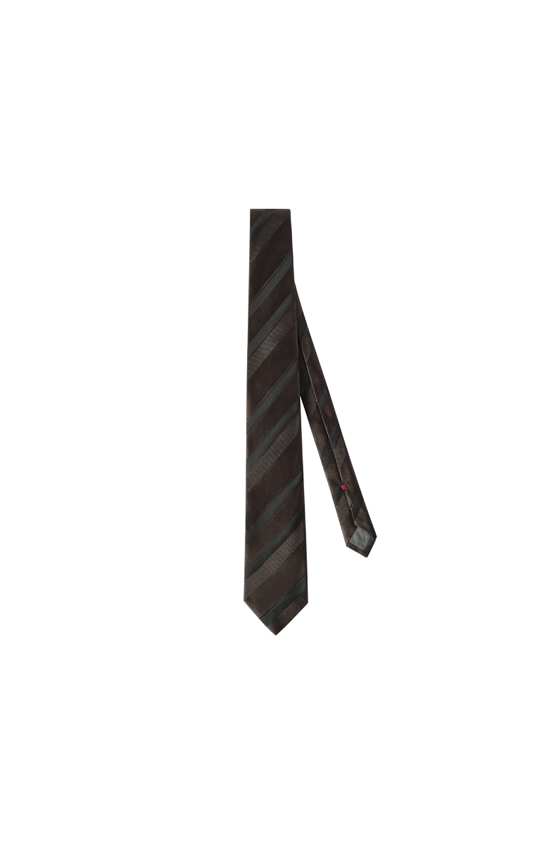 Brunello Cucinelli Regimental stripe silk tie, Alternate, color, Pine Cone Brown