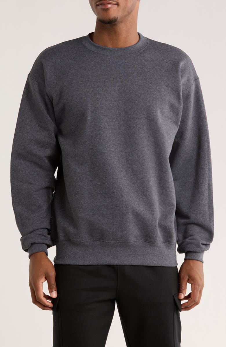 Hanes Ultimate Crewneck Sweatshirt, Main, color, Charcoal Heather