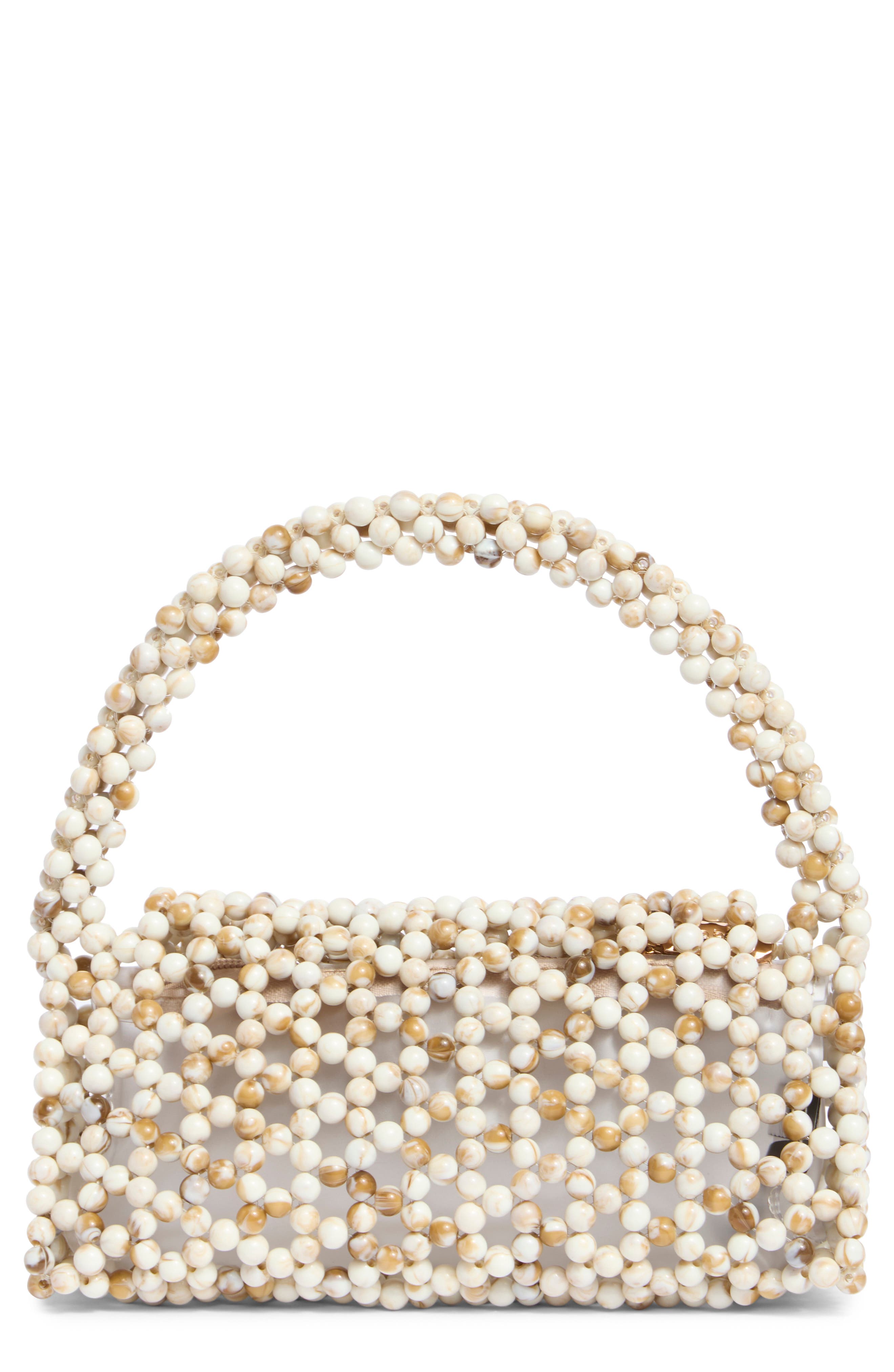 Amrita Faux Pearl Top Handle Bag, Main, color, NATURAL