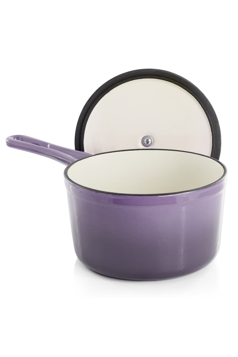 2 Quart Enameled Cast Iron Sauce Pan, Alternate, color, Purple