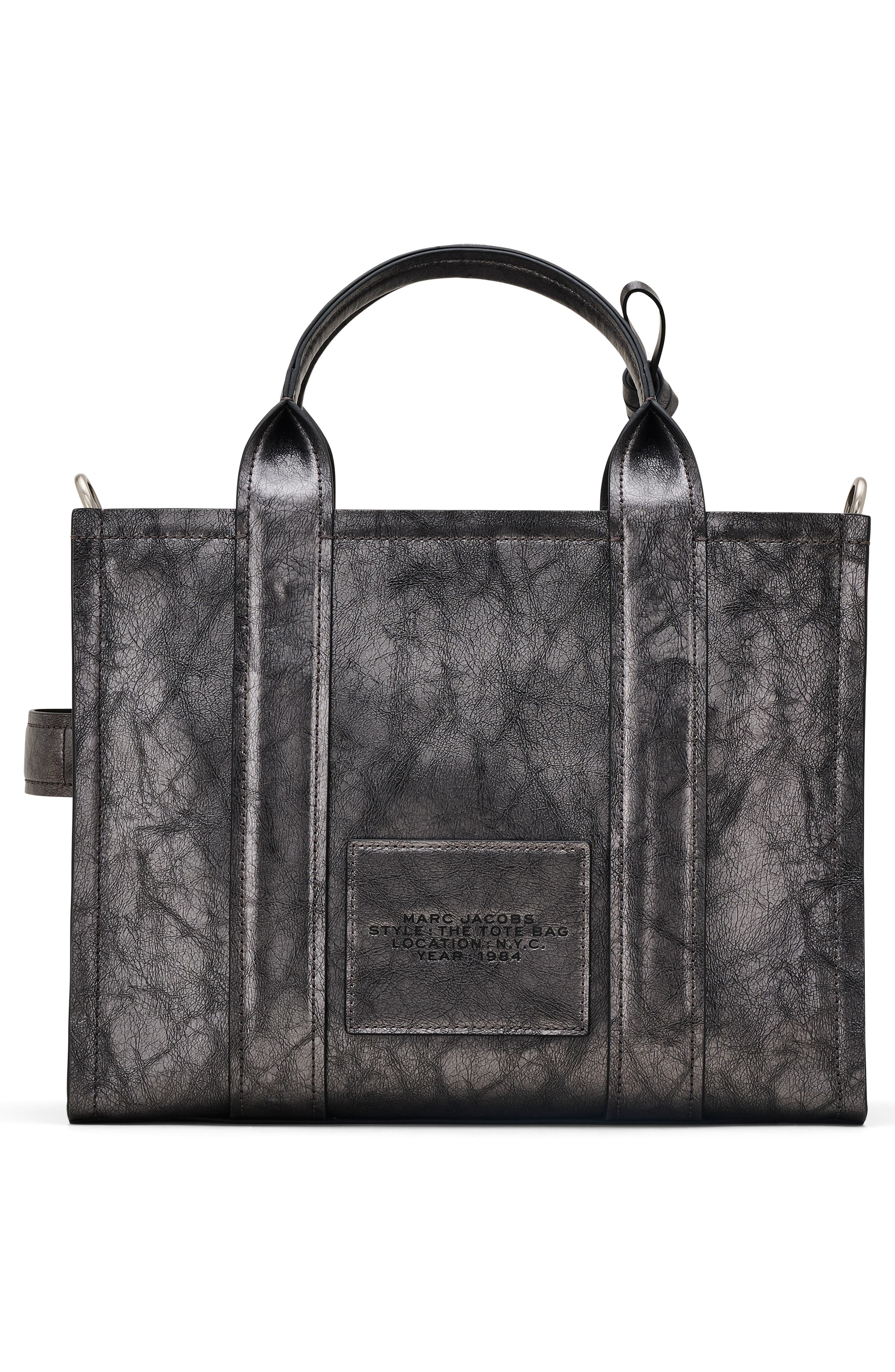 Marc Jacobs The Metallic Distressed Leather Medium Tote, Alternate, color, 