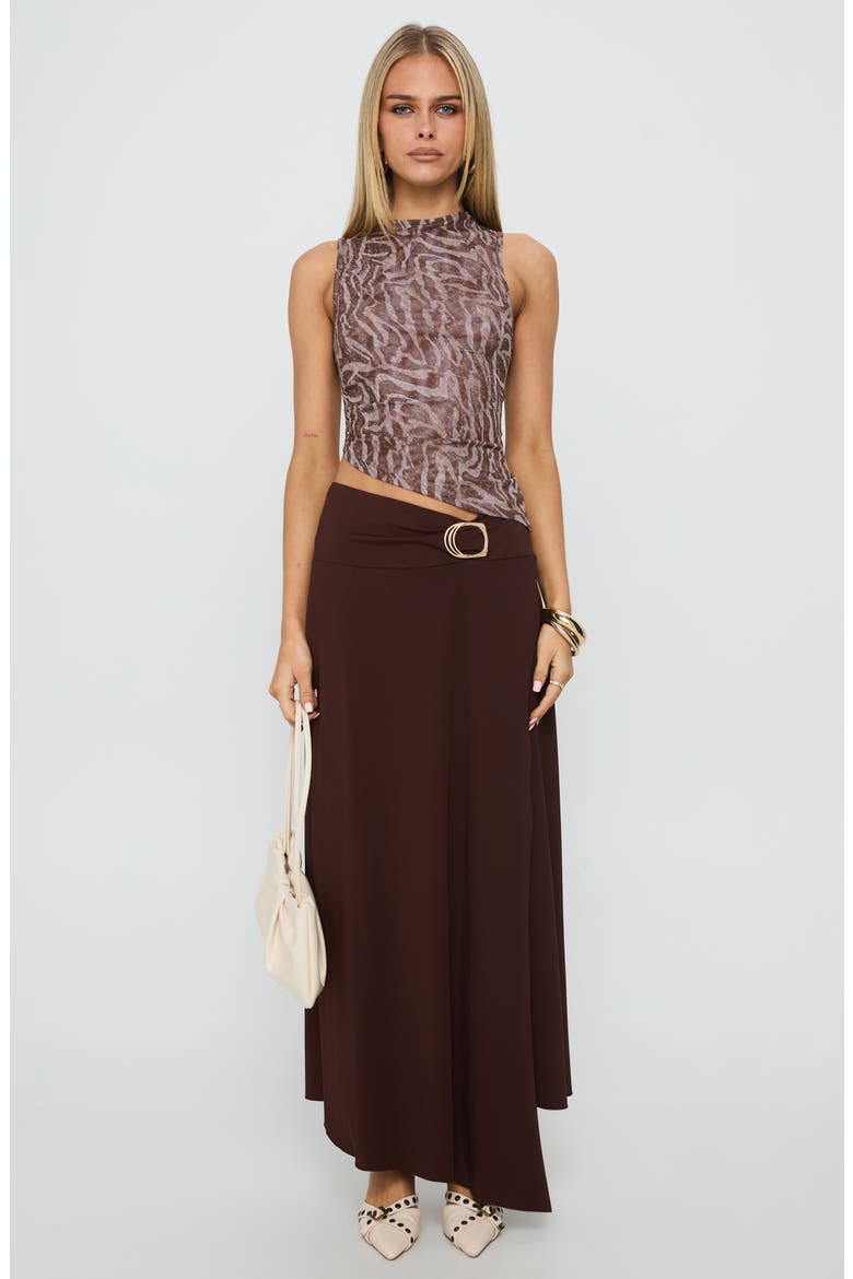Nola Hardware Detail Cotton Blend Maxi Skirt, Alternate, color, BROWN