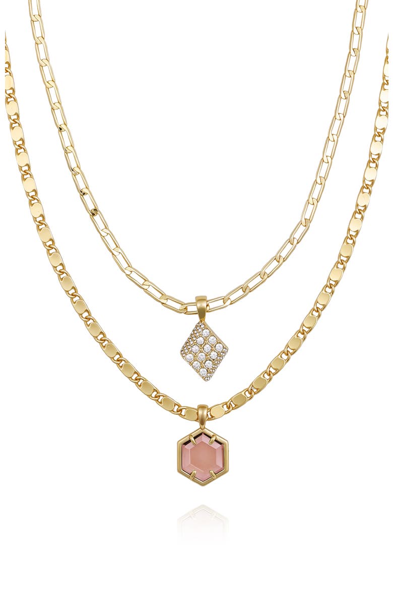 Crystal Burst Layered Gold- Necklace, Alternate, color, 14K Gold Plated