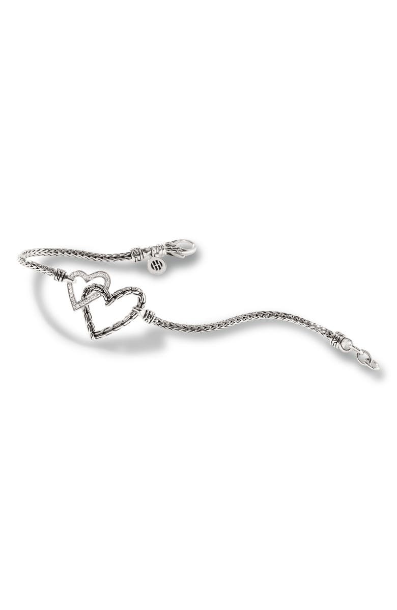 John Hardy Manah Interlocking Pavé Diamond Heart Bracelet, Alternate, color,